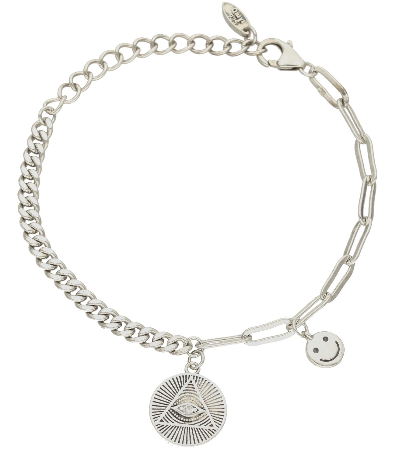 Bransoletka damska srebrna Oko Opatrzności DIA-BRA-2295-925.Bransoletka damska srebrna Oko Opatrzności, Srebrna bransoletka z grawerowaną zawieszką Oko Opatrzności. Bransoletka  wykonana z najwyższej próby srebra, (2).jpg