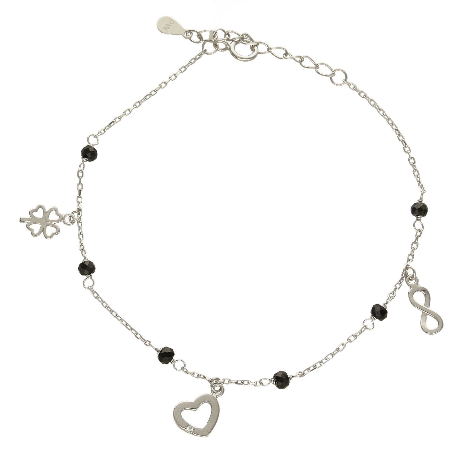 Bransoletka srebrna koniczynka, serca, nieskończoność 925 DIA-BRA-2308-925.jpg