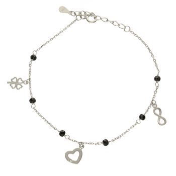 Bransoletka srebrna koniczynka, serca, nieskończoność 925 DIA-BRA-2308-925.jpg