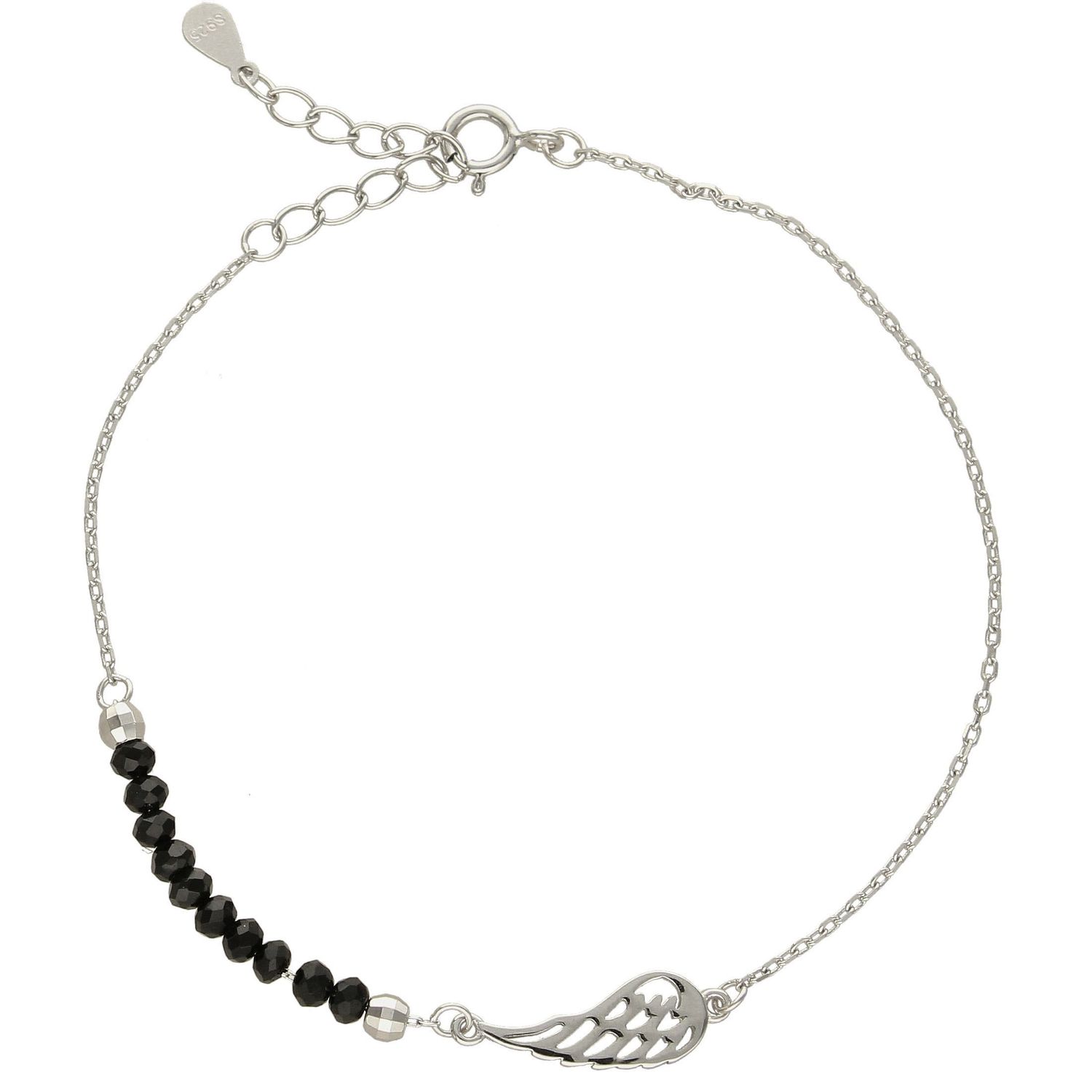 Bransoletka srebrna skrzydełko i czarne cyrkonie 925.jpg