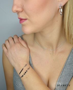 Bransoletka srebrna skrzydełko i czarne cyrkonie 925 DIA-BRA-2310-925. Srebrna bransoletka została wykonana z wysokiej jakości srebra próby 925. Zapraszamy! (1).JPG