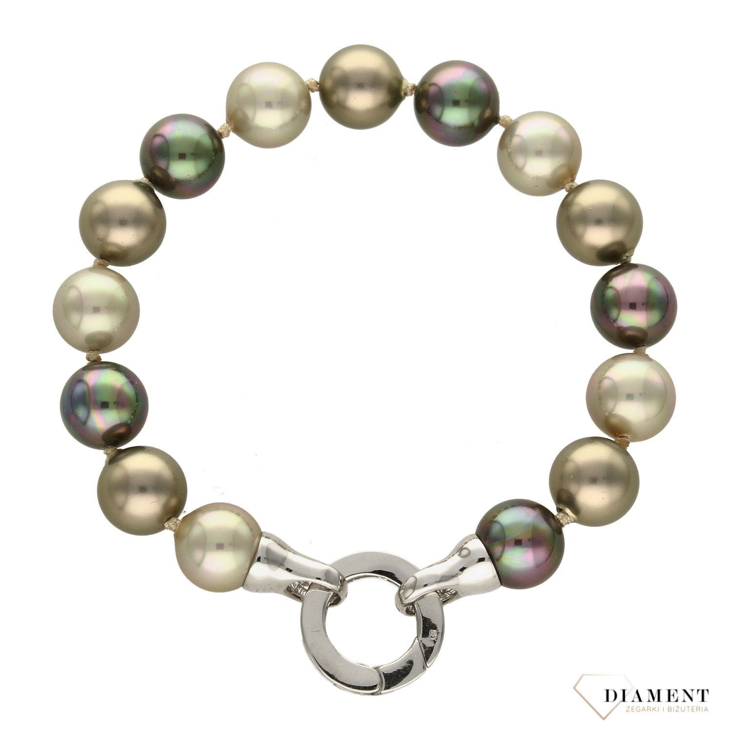 Bransoletka damska z perłopławami zielony, wielokolorowy DIA-BRA-2357-925.jpg