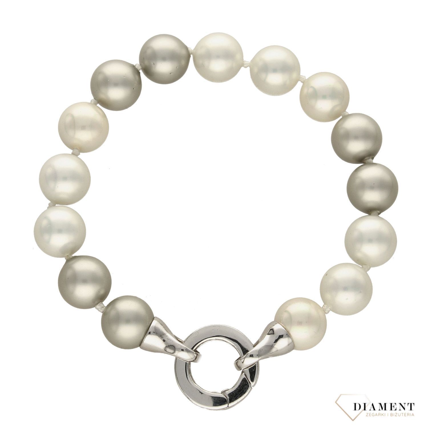 Bransoletka damska z perłopławami biały i szary DIA-BRA-2365-925.jpg