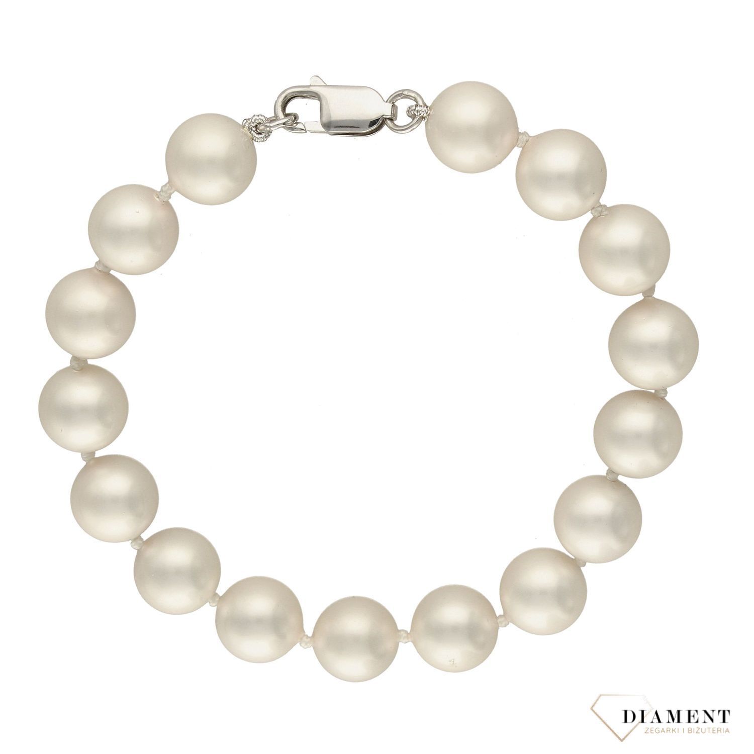 Bransoletka damska z perłopławami z kolorze białym DIA-BRA-2368-925.jpg