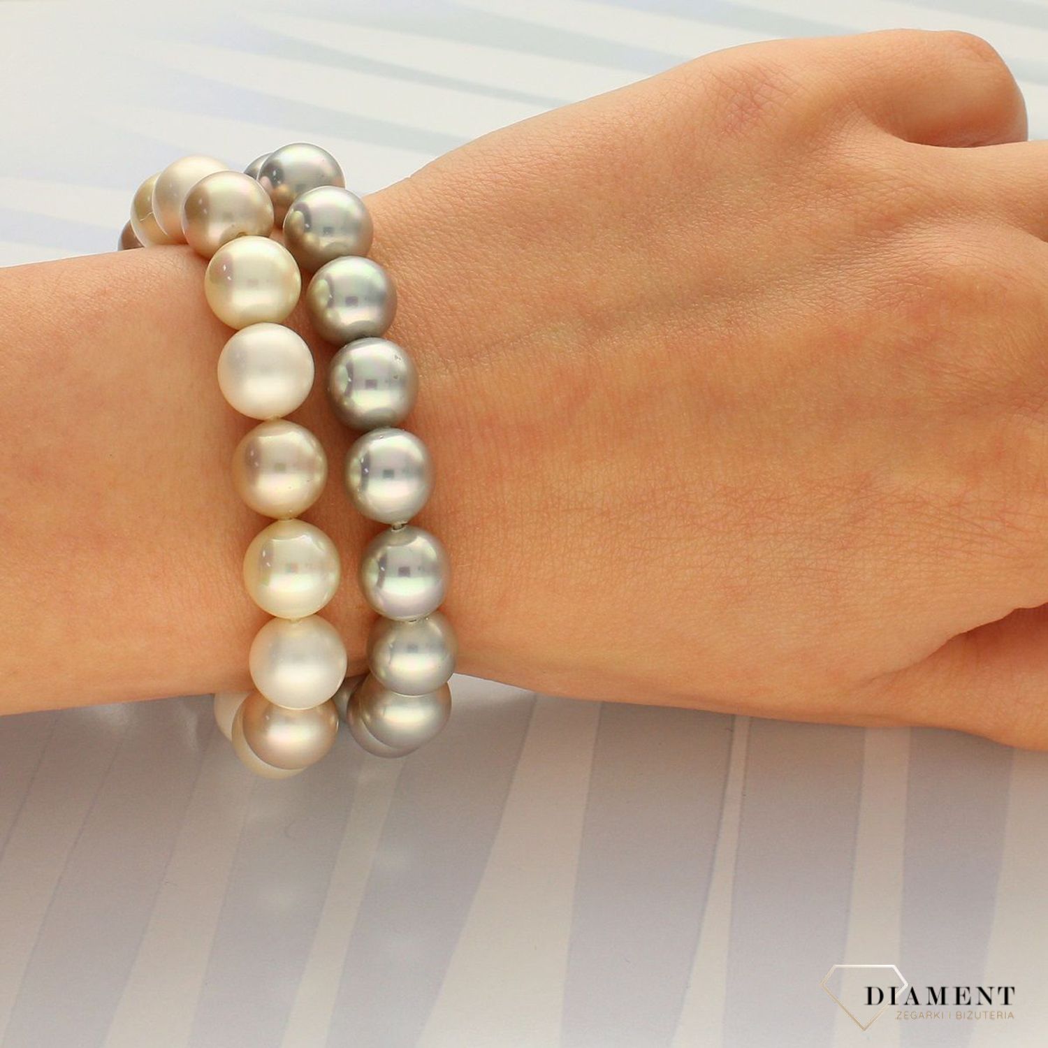 Bransoletka z perłami biały, kremowy, delikatny różowy DIA-BRA-2386-INNE. Bransoletka z perłami w kolorze białym, kremowym.jpg