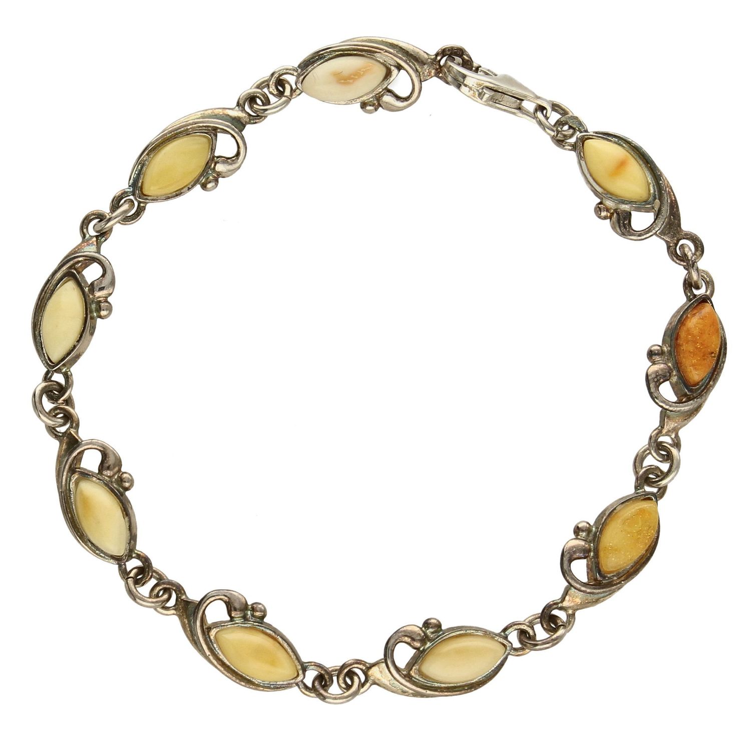 Bransoletka srebrna z jasnymi bursztynami DIA-BRA-2474-bursztyn Diament.jpg