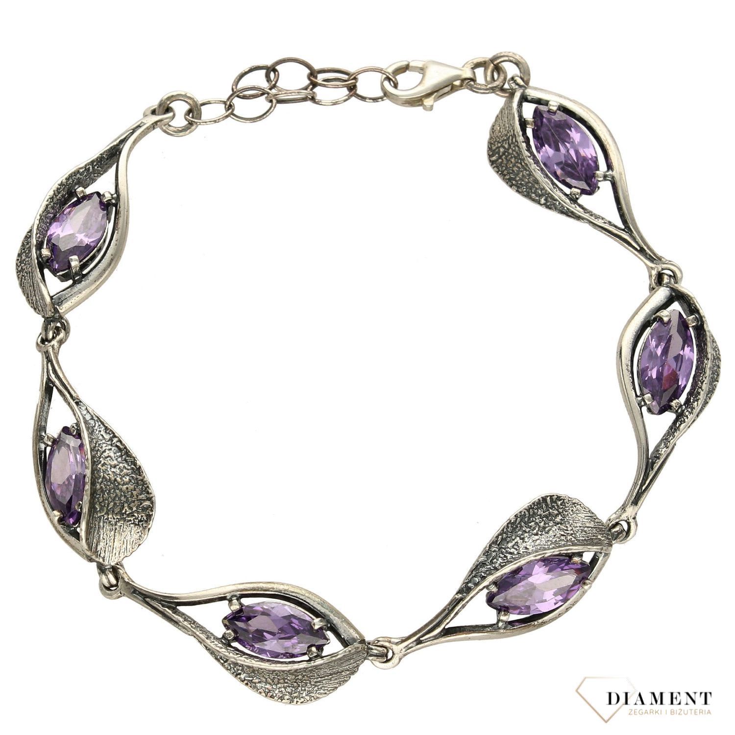 Bransoletka z markazytami i fioletowymi cyrkoniami DIA-BRA-2505-925.jpg