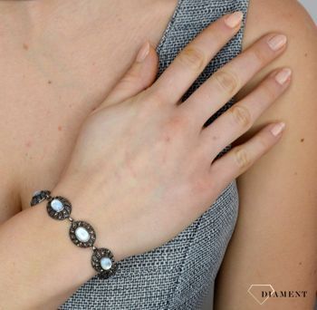 Bransoletka srebrna z markazytami i masą perłową DIA-BRA-2513-925 (5).JPG