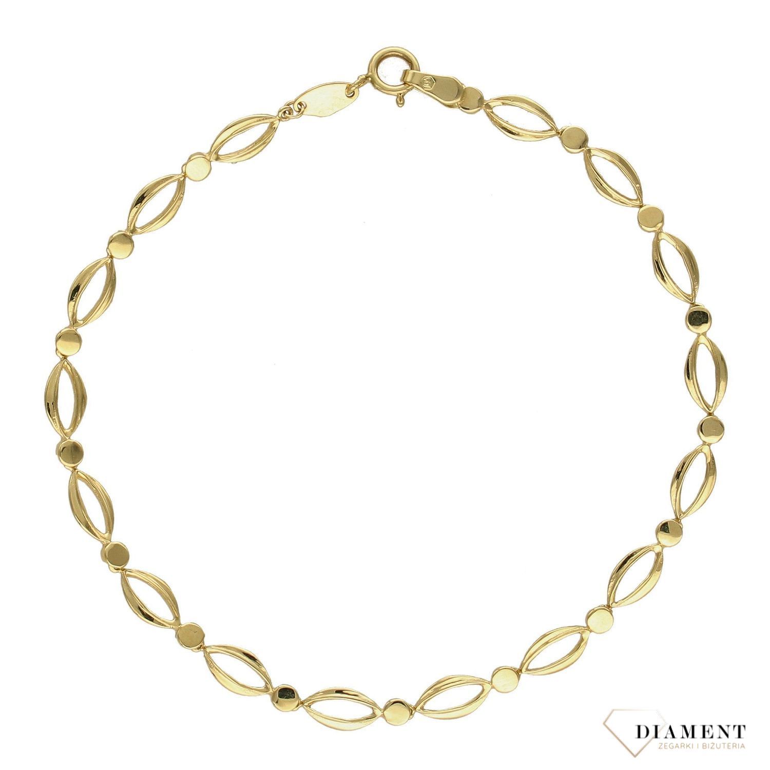 Bransoletka próby 585 nietypowe elementy DIA-BRA-2684-585.jpg