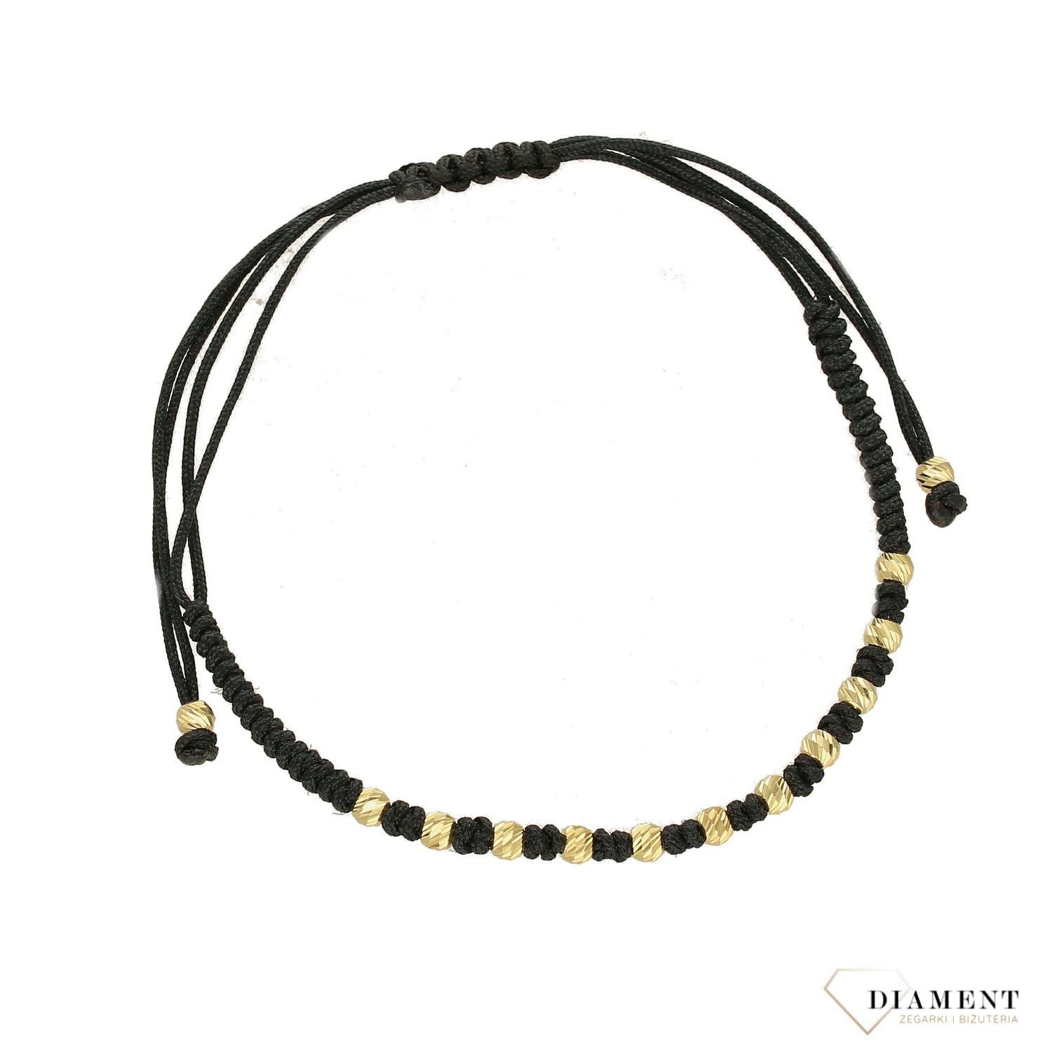 Bransoletka na sznureczku złote koraliki DIA-BRA-2694-585.jpg