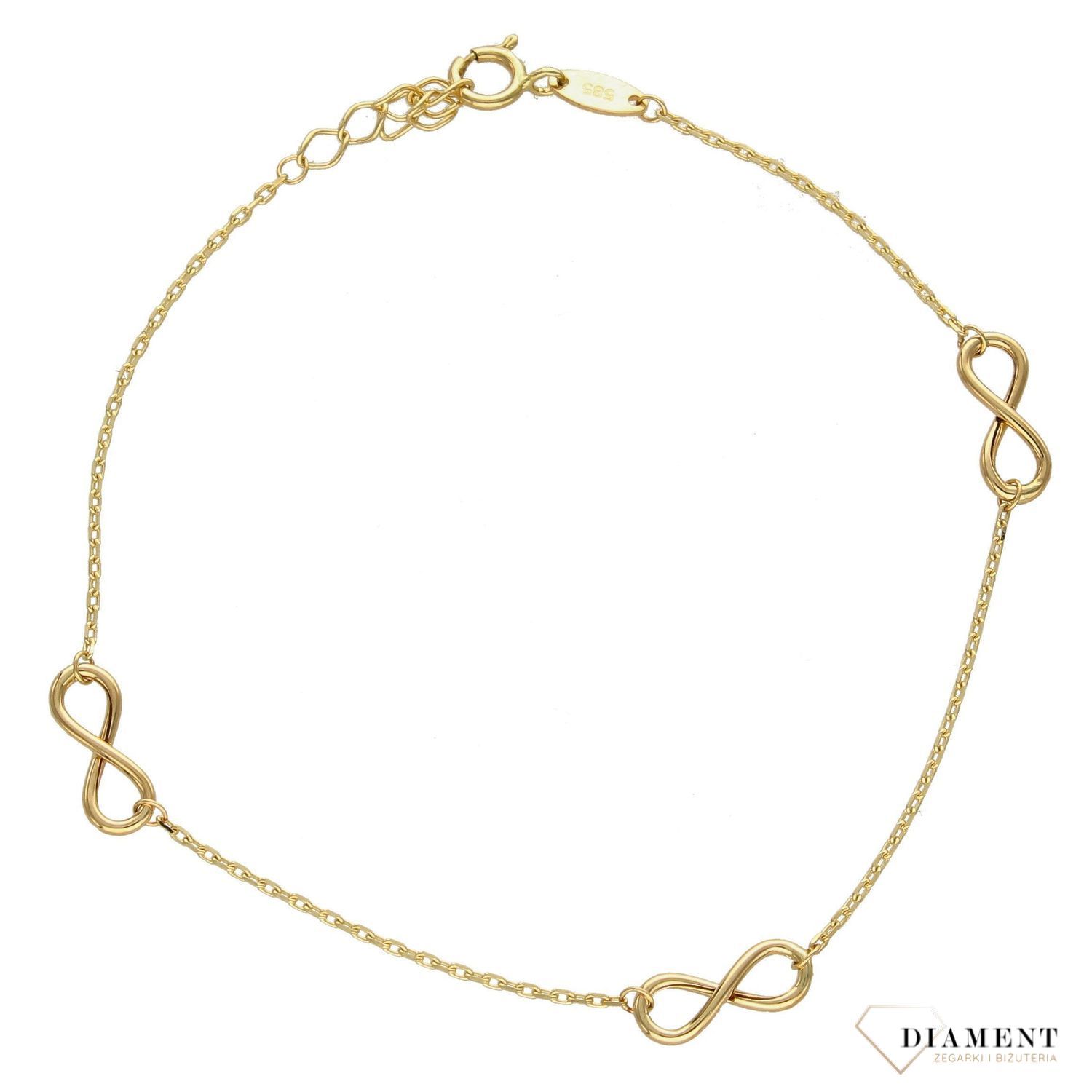 Złota bransoletka 585 ze znakami nieskończoności DIA-BRA-2746-585 (1).jpg