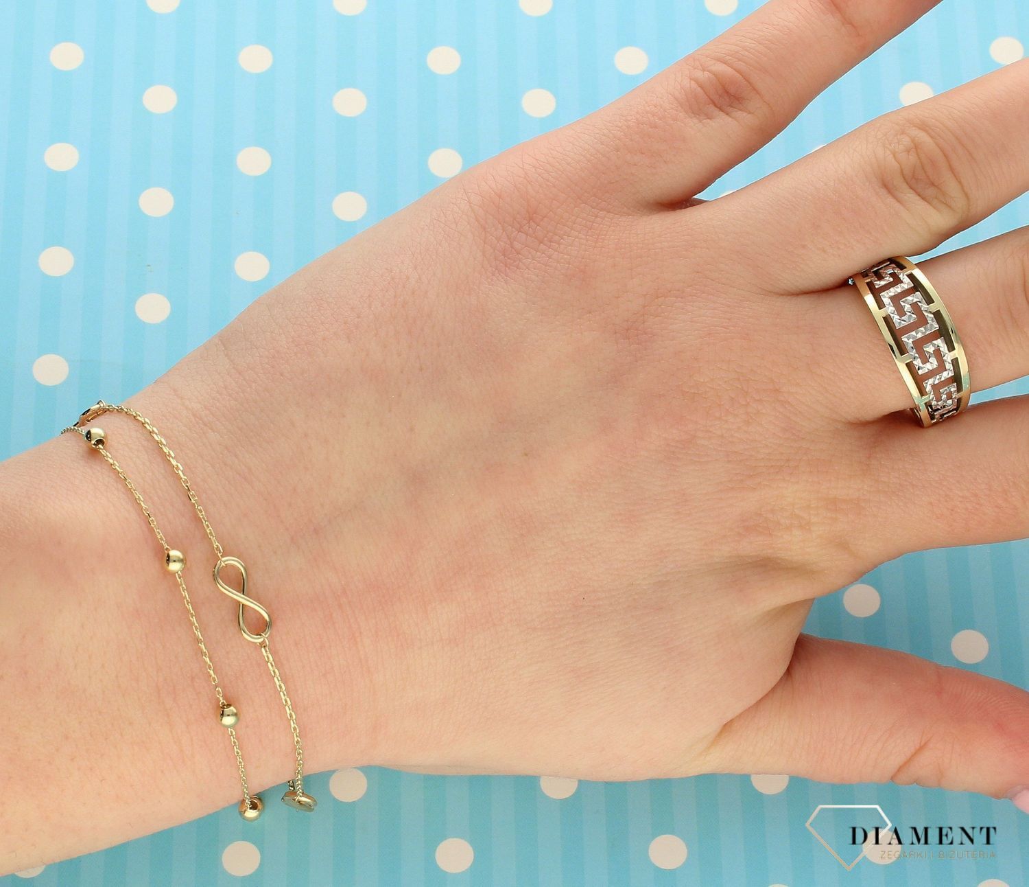 Złota bransoletka 585 ze znakami nieskończoności DIA-BRA-2746-585 (1).jpg