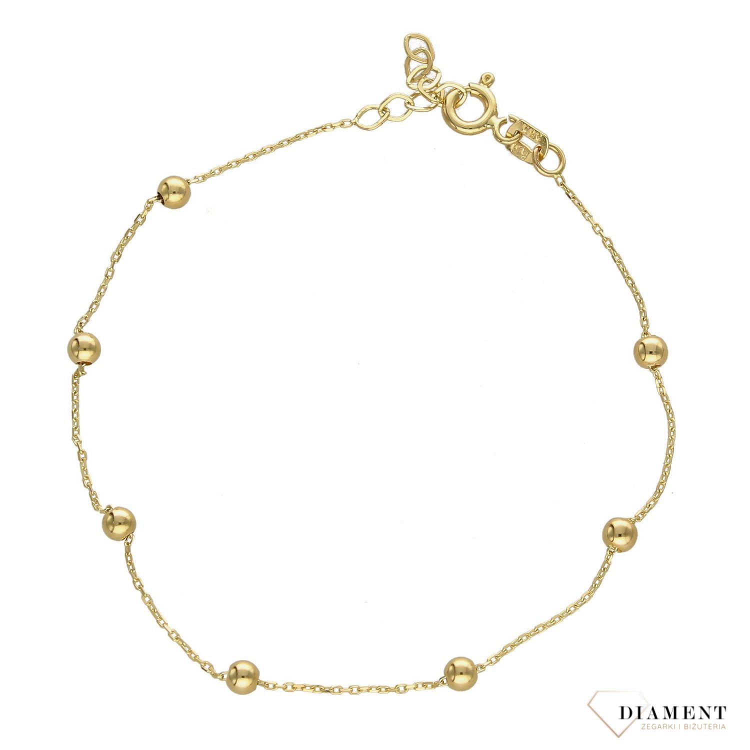 Złota bransoletka damska 585 złote koraliki DIA-BRA-2748-585.jpg