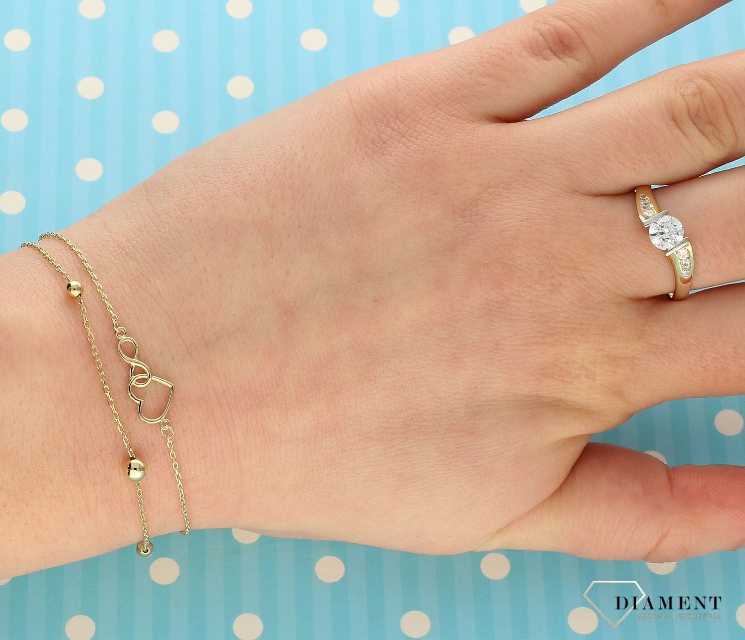 Złota bransoletka damska 585 koraliki DIA-BRA-2750-585.jpg