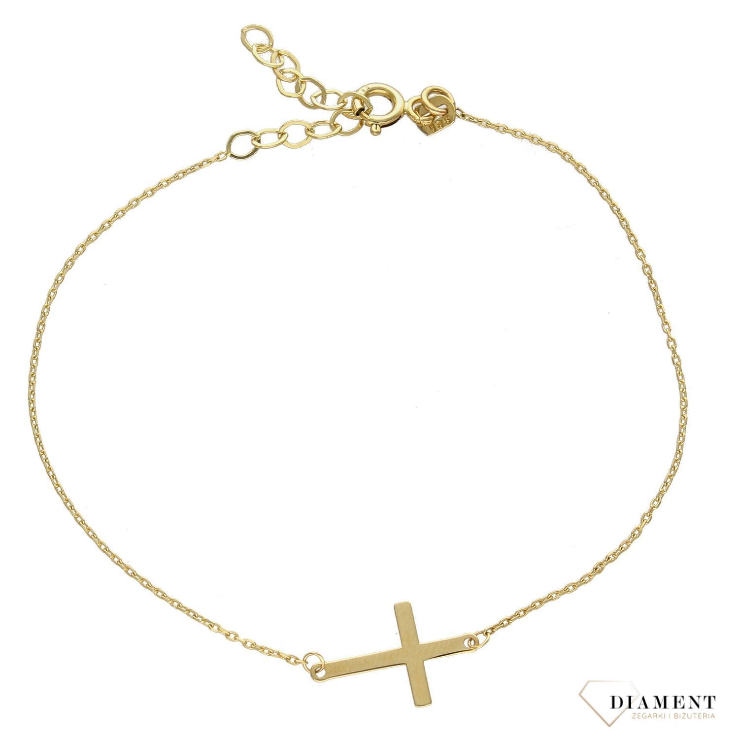 Złota bransoletka 585 celebrytka z krzyżem DIA-BRA-2753-585.jpg