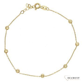Złota bransoletka 585 ozdobiona grawerowanymi koralikami DIA-BRA-2755-585.jpg
