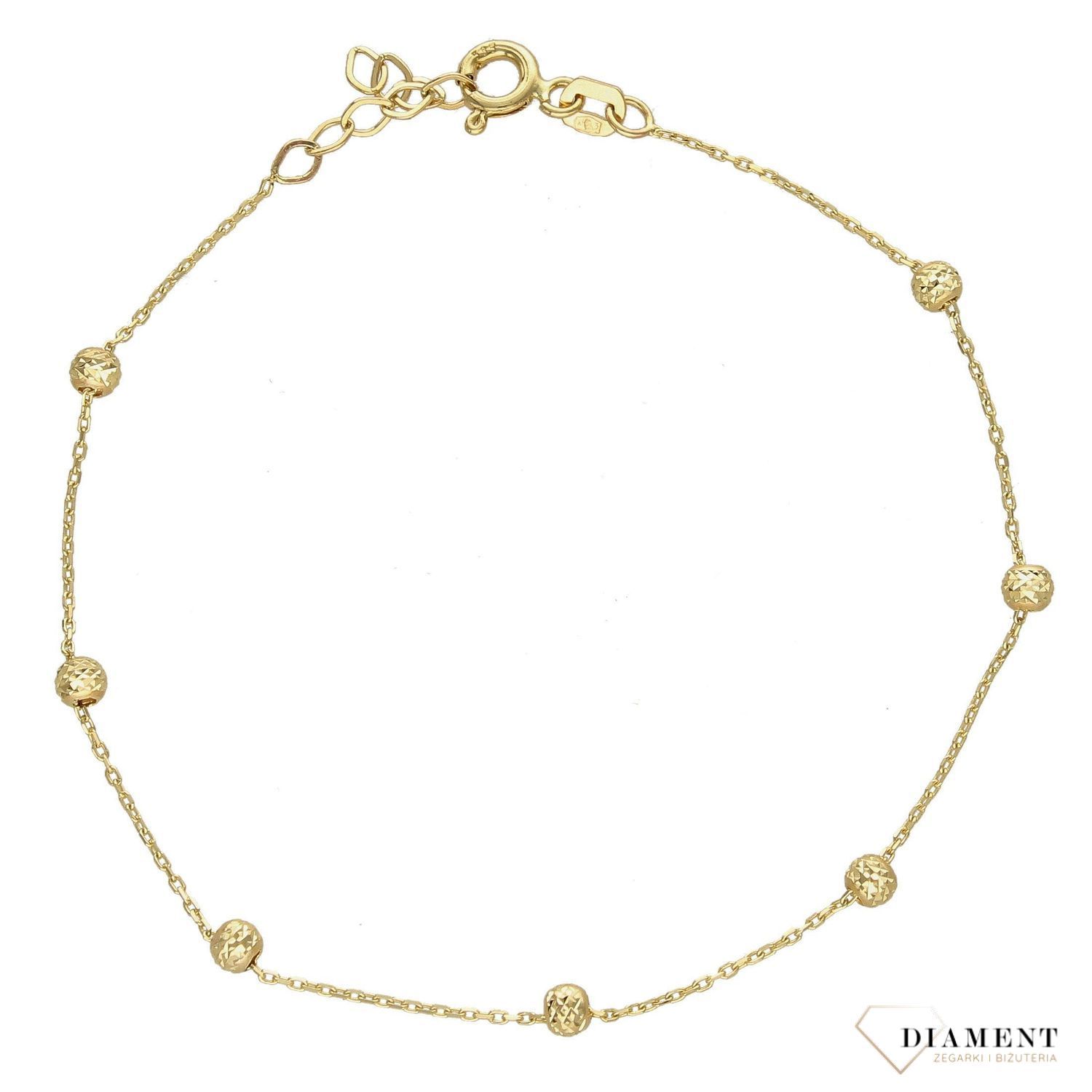 Złota bransoletka 585 ozdobiona grawerowanymi koralikami DIA-BRA-2755-585.jpg