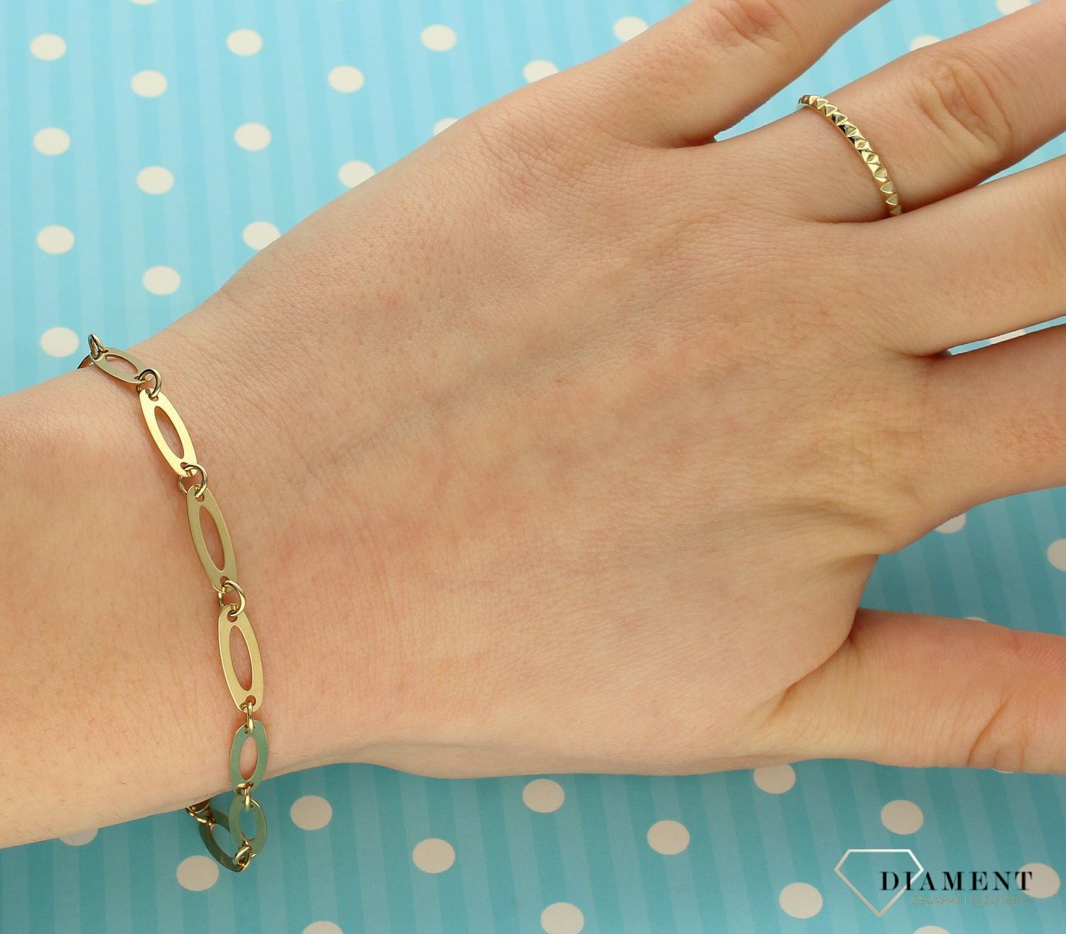 Bransoletka złota próby 585 z podłużnymi elementami DIA-BRA-2758-585.jpg