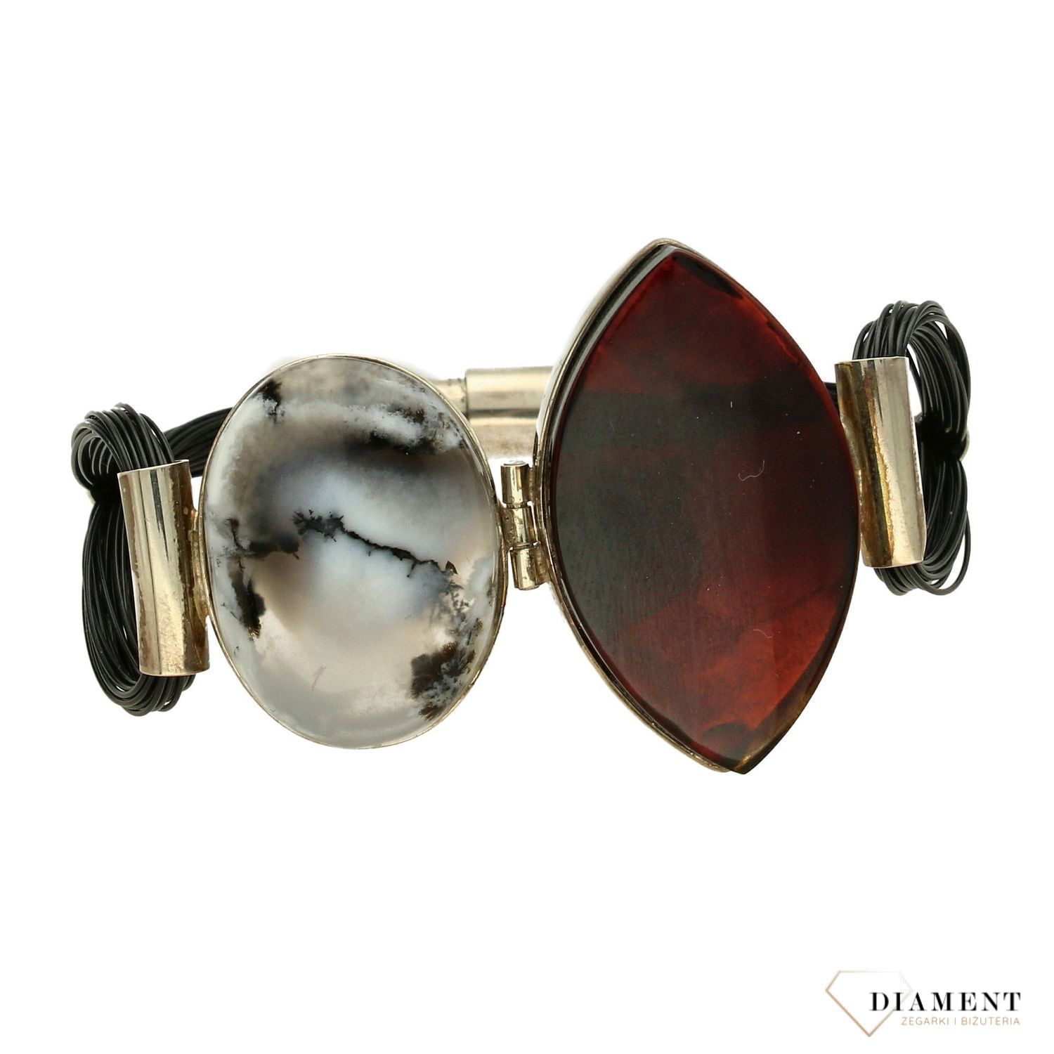 Bransoletka damska z bursztynem i opalem dendrytowy DIA-BRA-2775-925.jpg