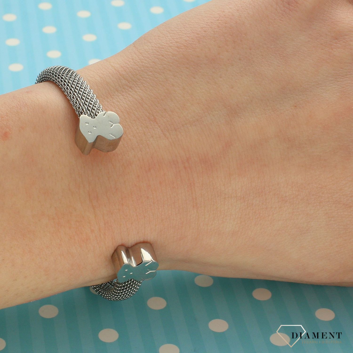 Bransoletka siatkowa sztywna z misiami DIA-BRA-2825-STAL (1).jpg