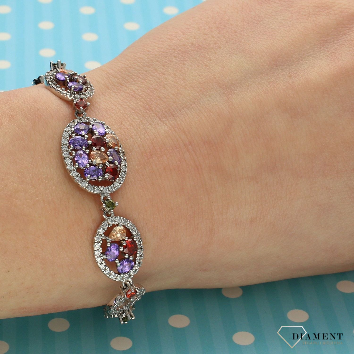 Bransoletka srebrna z kolorowymi cyrkoniami DIA-BRA-2865-925 (1).jpg