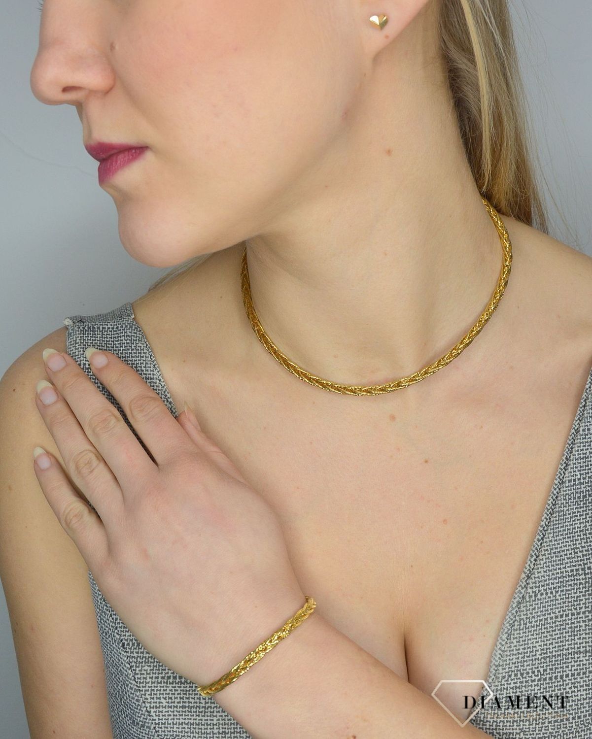 Pozłacana pleciona bransoletka damska DIA-BRA-2866-925✓Srebrne Bransoletki Damskie w Sklepie z Biżuterią zegarki-diament.pl✓.jpg