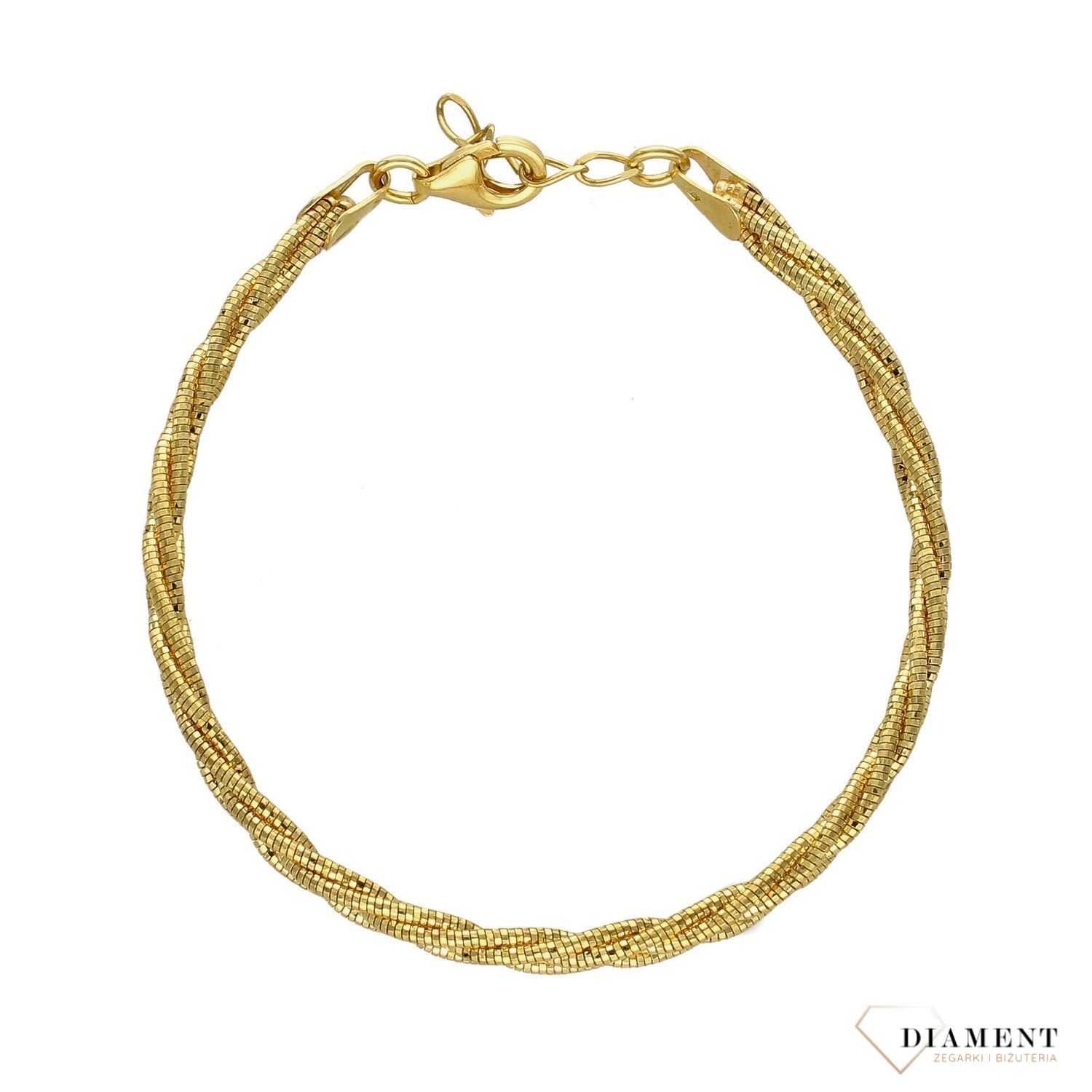 Pozłacana pleciona bransoletka damska DIA-BRA-2866-925✓Srebrne Bransoletki Damskie w Sklepie z Biżuterią zegarki-diament.pl✓.jpg