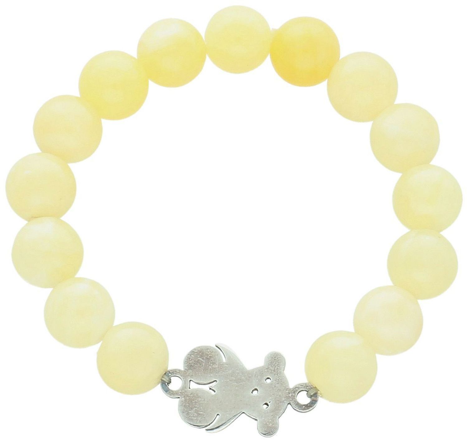 Bransoletka damska ze srebra z żółtymi kamieniami syntetycznymi, ozdobiona zawieszką w kształcie misia. Model DIA-BRA-2899-INNE, zawieszka 2,0 × 1,3 cm, kamienie 1,0 cm.1.jpg