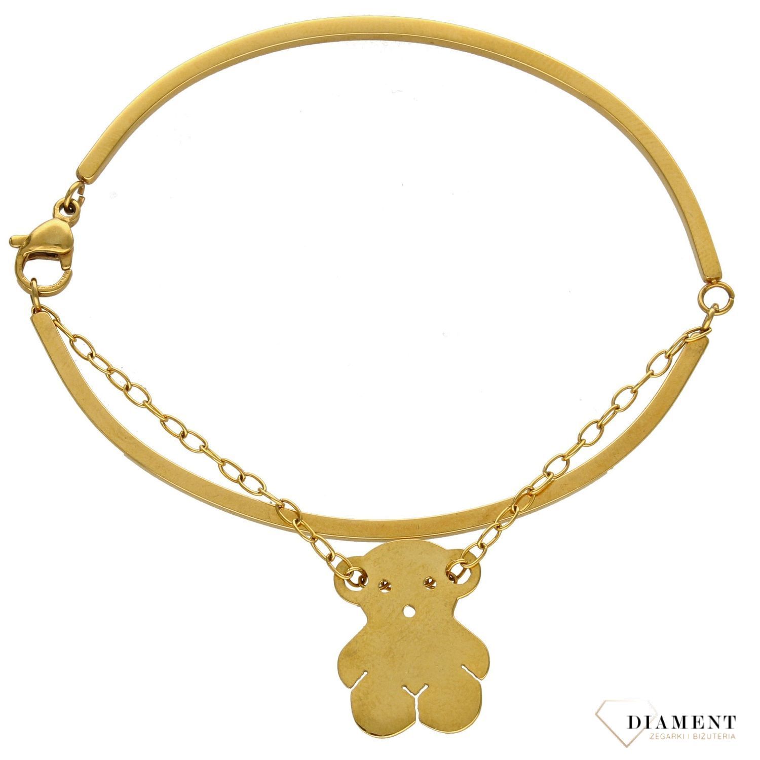Bransoletka damska, sztywna z misiem w kolorze złotym DIA-BRA-2903-INNE (1).jpg