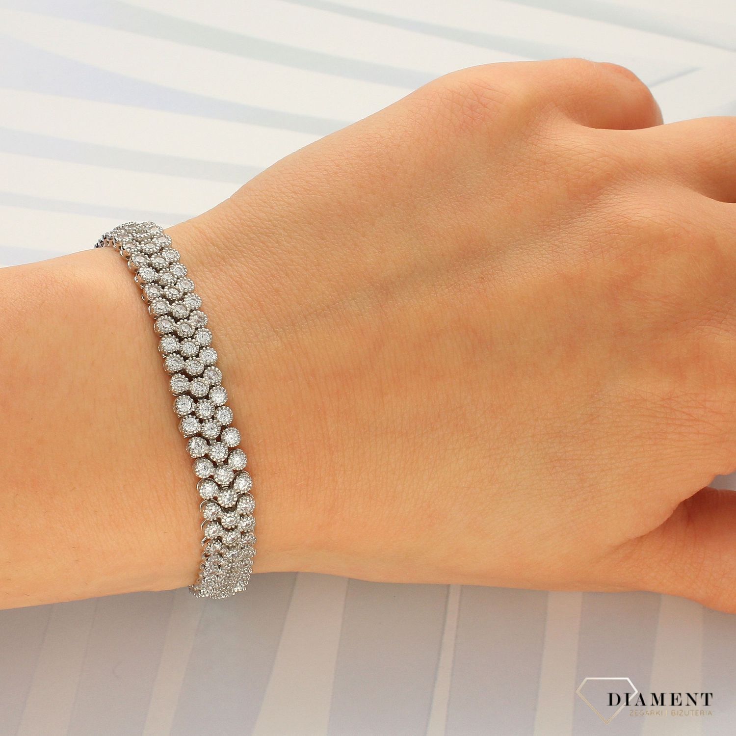 Bransoletka srebrna z cyrkoniami 'Szykowna elegancja' DIA-BRA-2959-925 (1).jpg