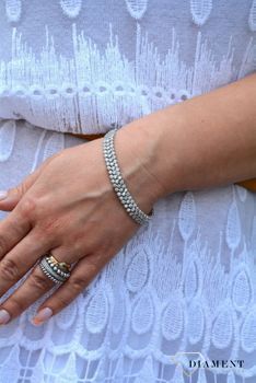 Bransoletka srebrna damska 'Szykowna elegancja' z cyrkoniami DIA-BRA-2959-925. Srebrna bransoletka ozdobiona błyszczącymi cyrkoniam (2).JPG