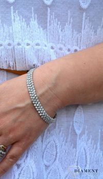 Bransoletka srebrna damska 'Szykowna elegancja' z cyrkoniami DIA-BRA-2959-925. Srebrna bransoletka ozdobiona błyszczącymi cyrkoniam (3).JPG