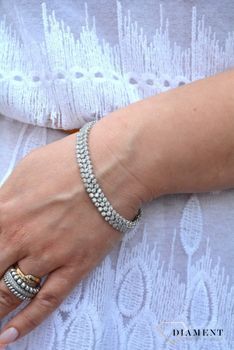 Bransoletka srebrna damska 'Szykowna elegancja' z cyrkoniami DIA-BRA-2959-925. Srebrna bransoletka ozdobiona błyszczącymi cyrkoniam (4).JPG