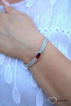 Srebrna bransoletka z cyrkoniami 'Rubinowa łza' DIA-BRA-2960-925 💎Srebrne bransoletki (4).JPG