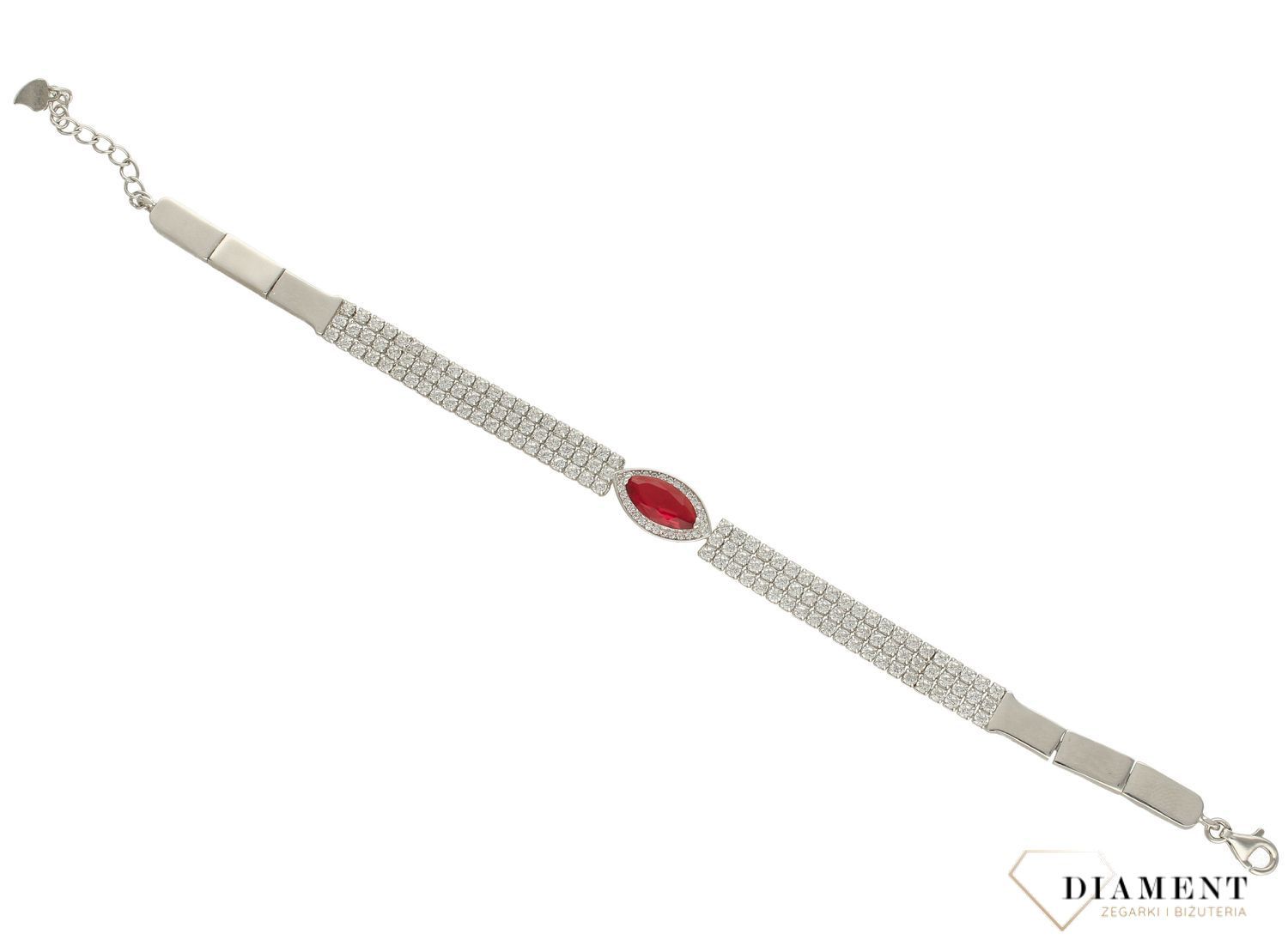 Srebrna bransoletka z cyrkoniami 'Rubinowa łza' DIA-BRA-2960-925 (2).jpg