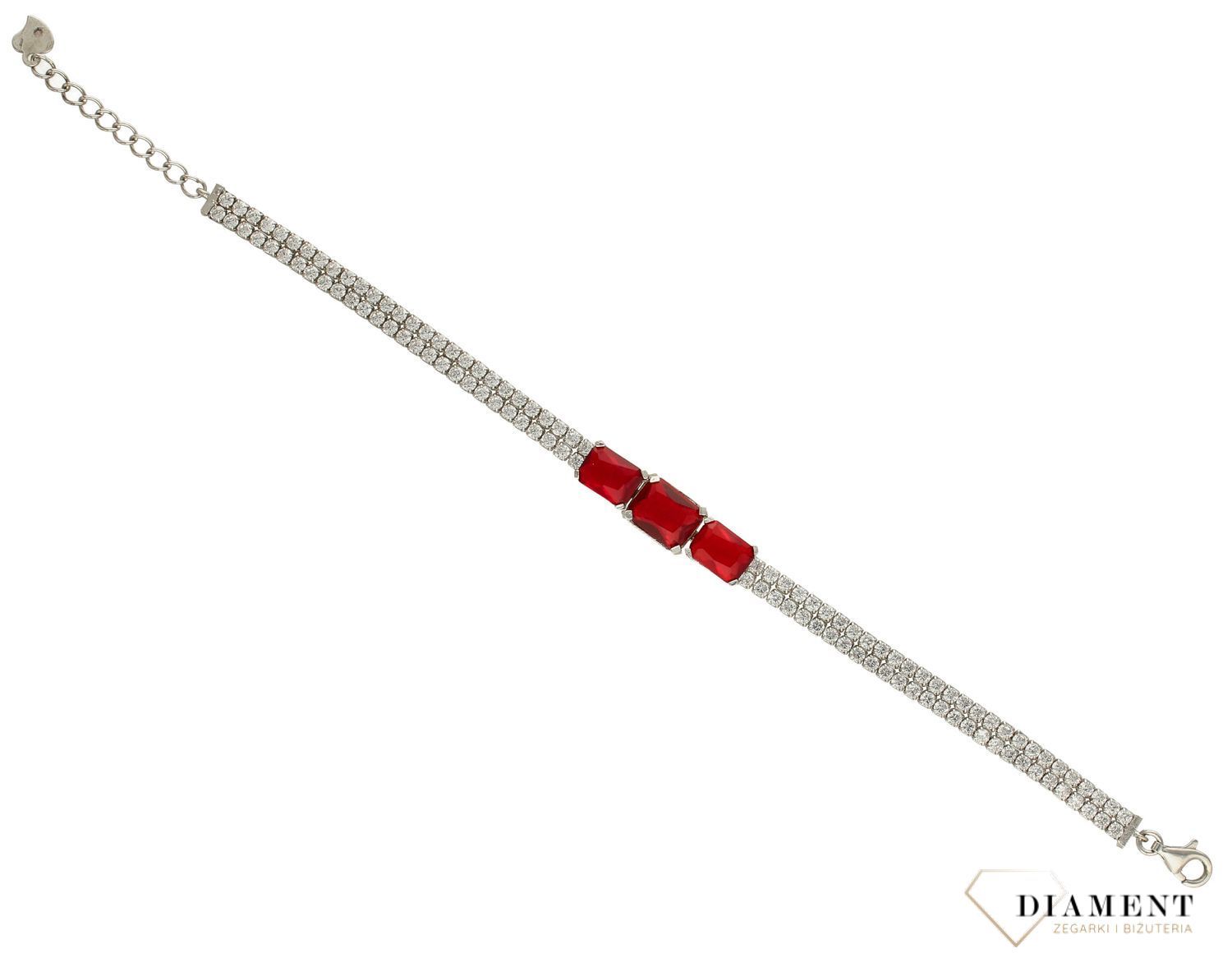Srebrna bransoletka z cyrkoniami cyrkoniami 'Rubinowe kostki' DIA-BRA-2961-92 (1).jpg
