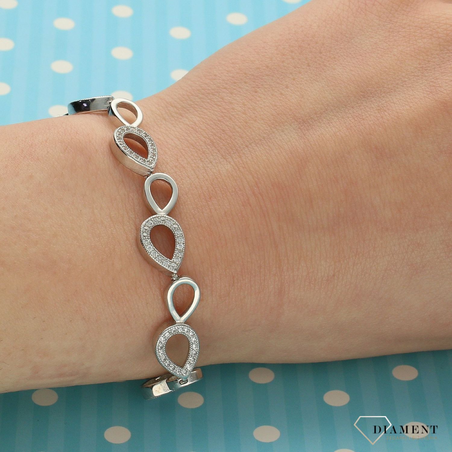 Srebrna bransoletka łezki ozdobione cyrkonią DIA-BRA-2962-925 (1).jpg