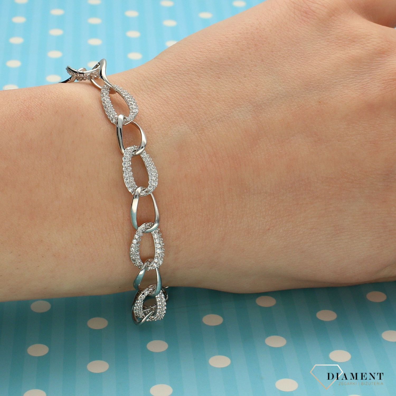 Bransoletka srebrna 925 ozdobiona cyrkonią DIA-BRA-2963-925 (1).jpg