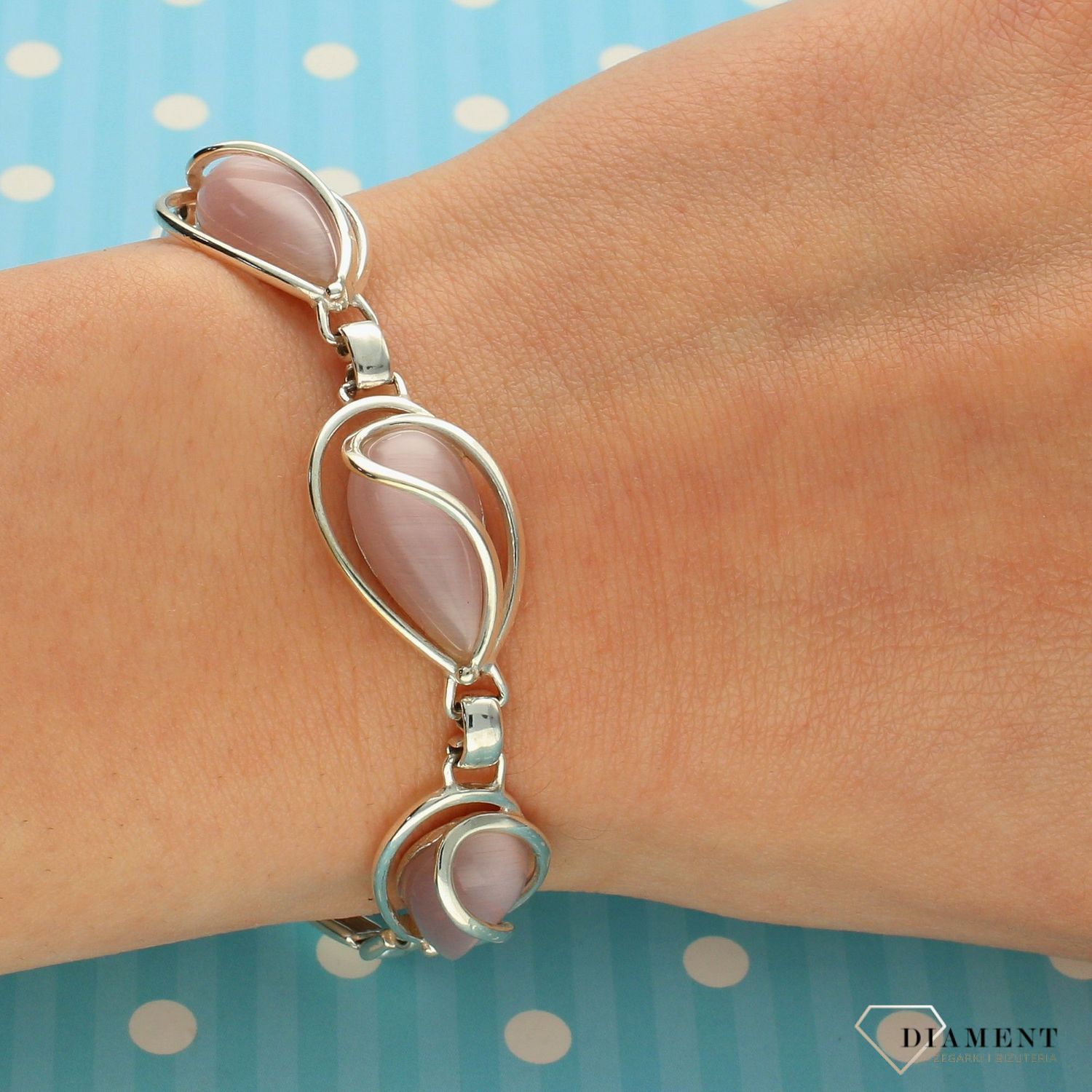 Bransoletka damska z różowym DIA-BRA-2968-925 (1).jpg