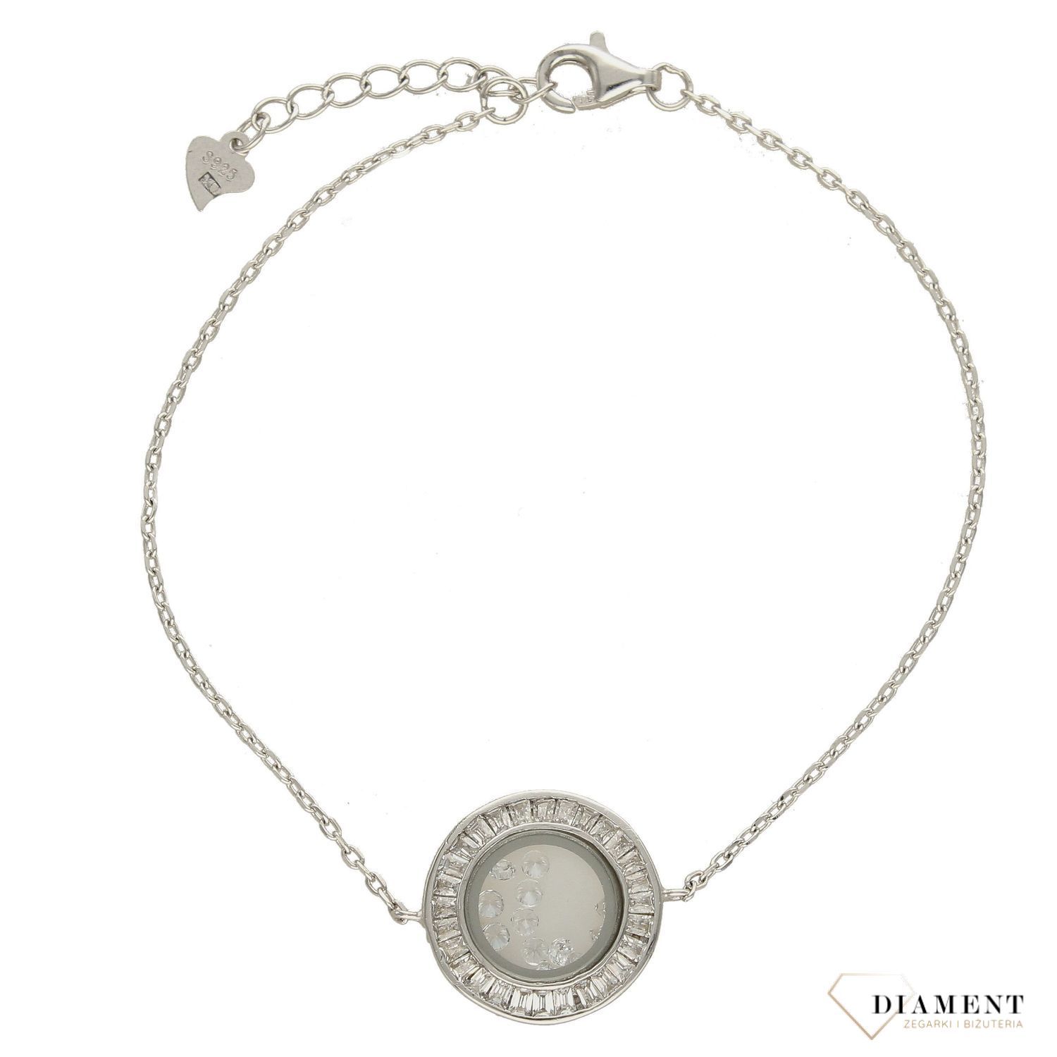 Bransoletka srebrna z okrągłą zawieszką z cyrkoniami DIA-BRA-2969-925 (1).jpg