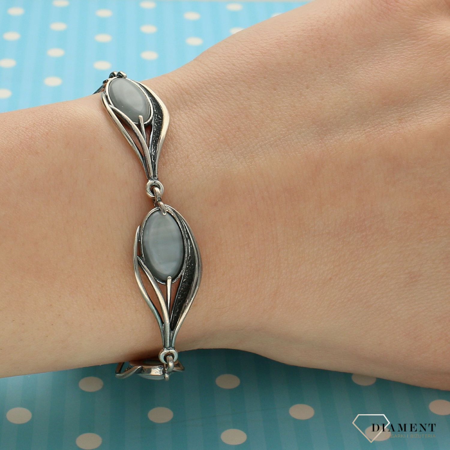 Srebrna bransoletka damska z kamieniem Agat DIA-BRA-2971-925 (1).jpg