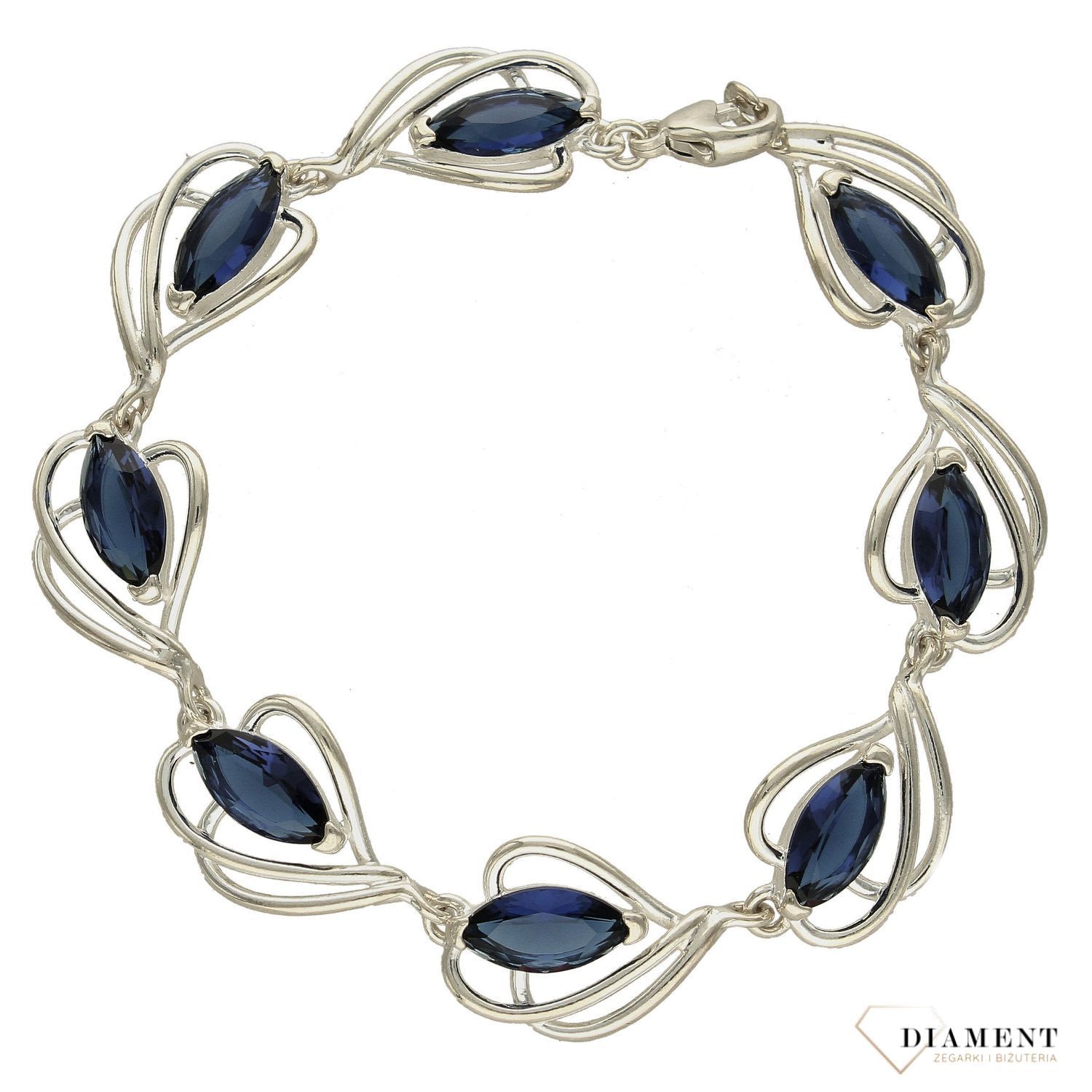 Srebrna bransoletka 925 niebieska cyrkonia DIA-BRA-2972-925 (1).jpg