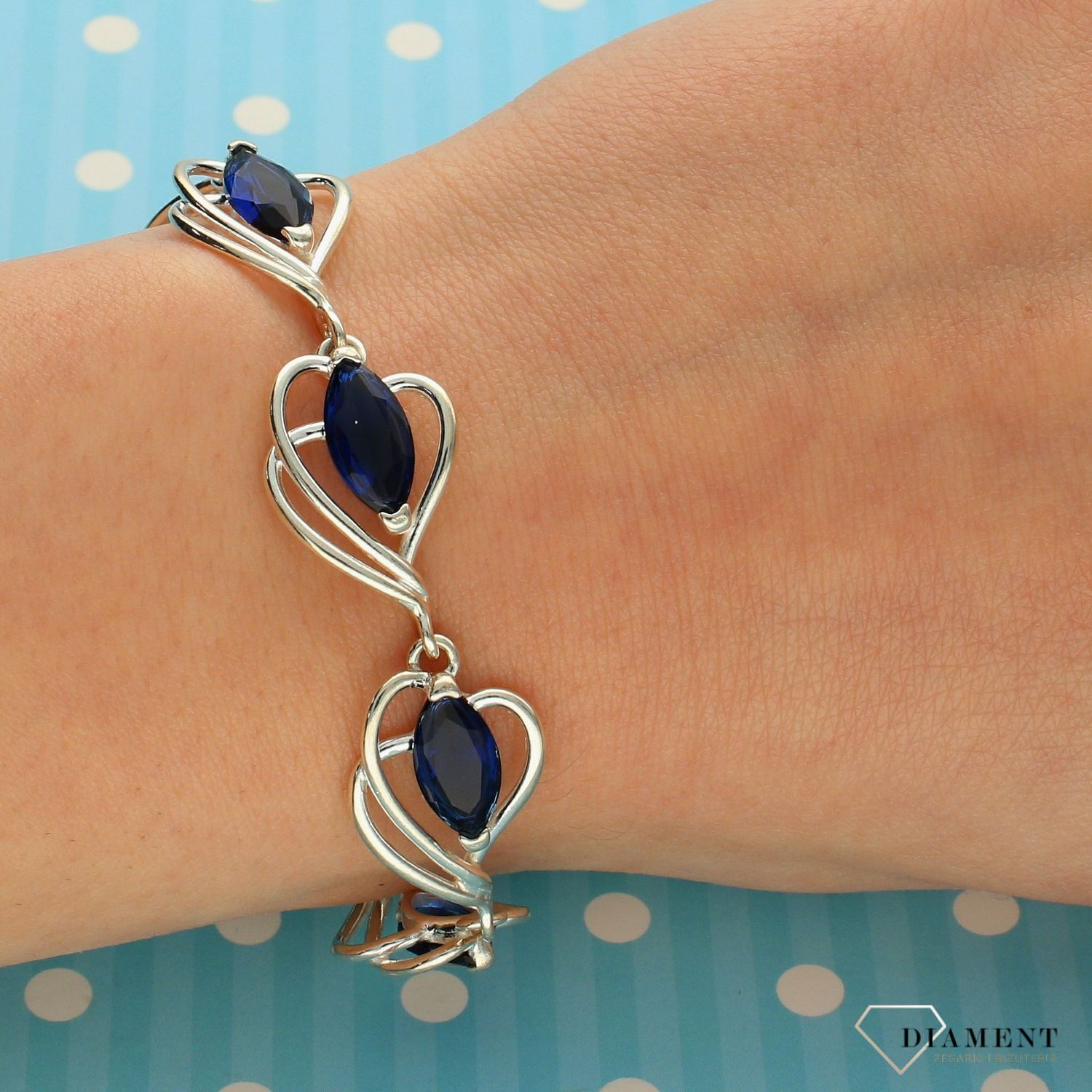 Srebrna bransoletka 925 niebieska cyrkonia DIA-BRA-2972-925 (1).jpg