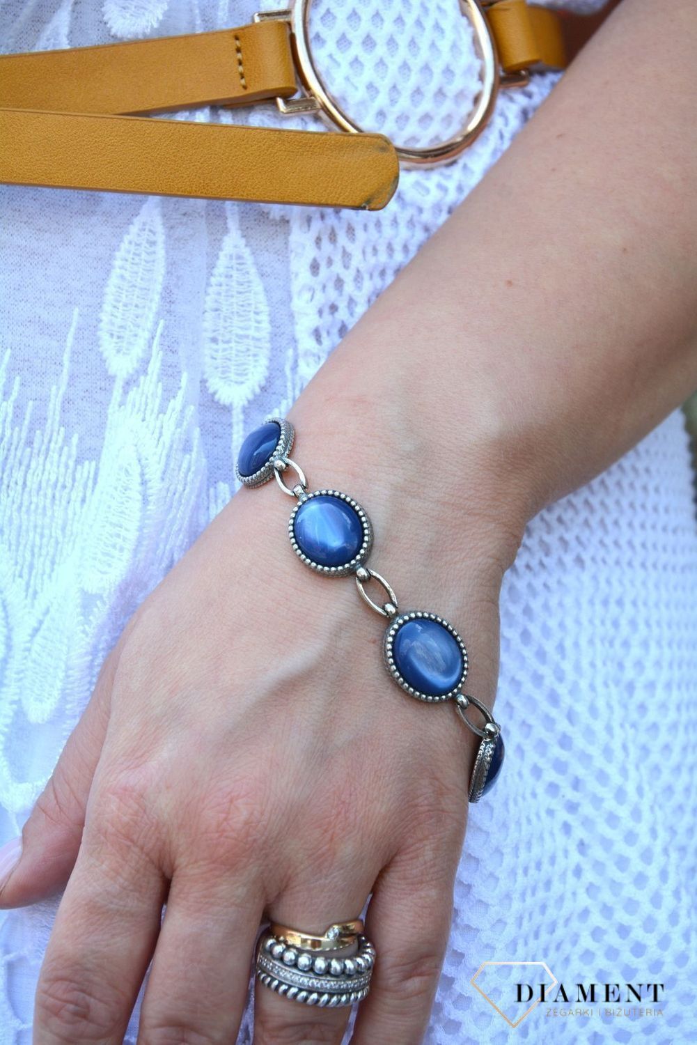 Srebrna bransoletka w niebieskim kolorze DIA-BRA-2973-925 (1).jpg