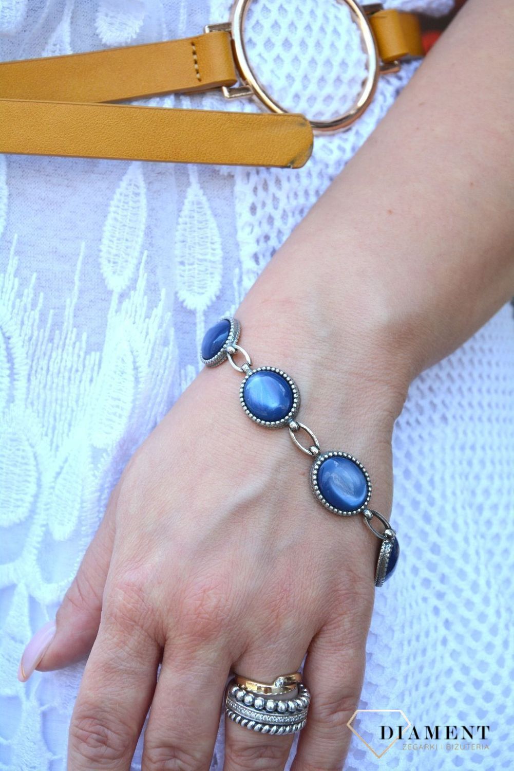 Srebrna bransoletka w niebieskim kolorze DIA-BRA-2973-925 (1).jpg