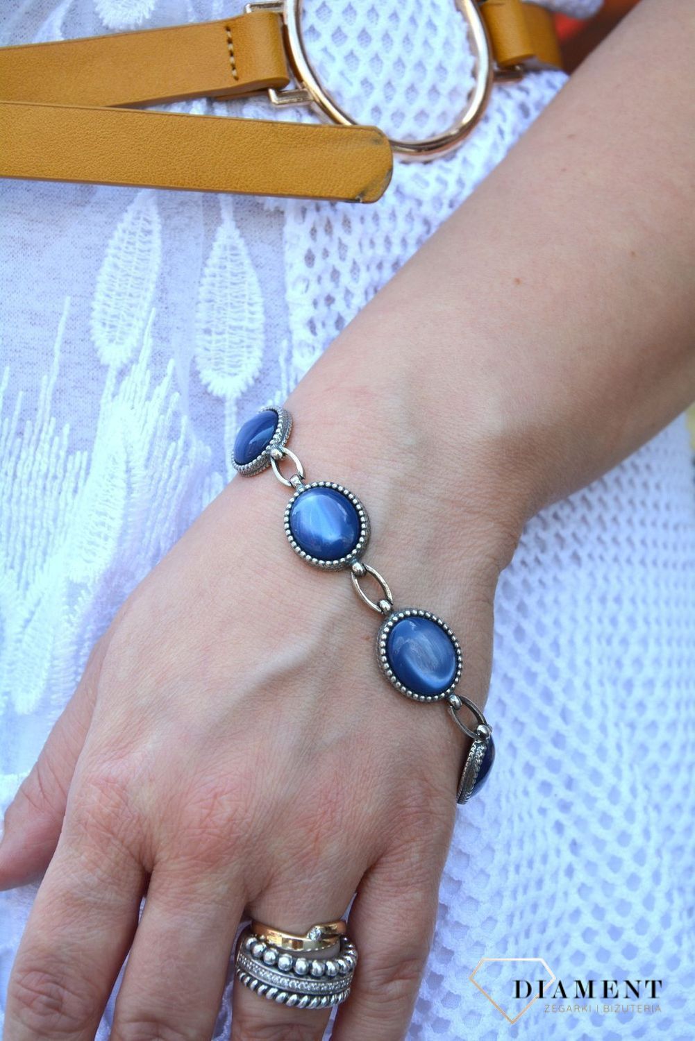 Srebrna bransoletka w niebieskim kolorze DIA-BRA-2973-925 (1).jpg