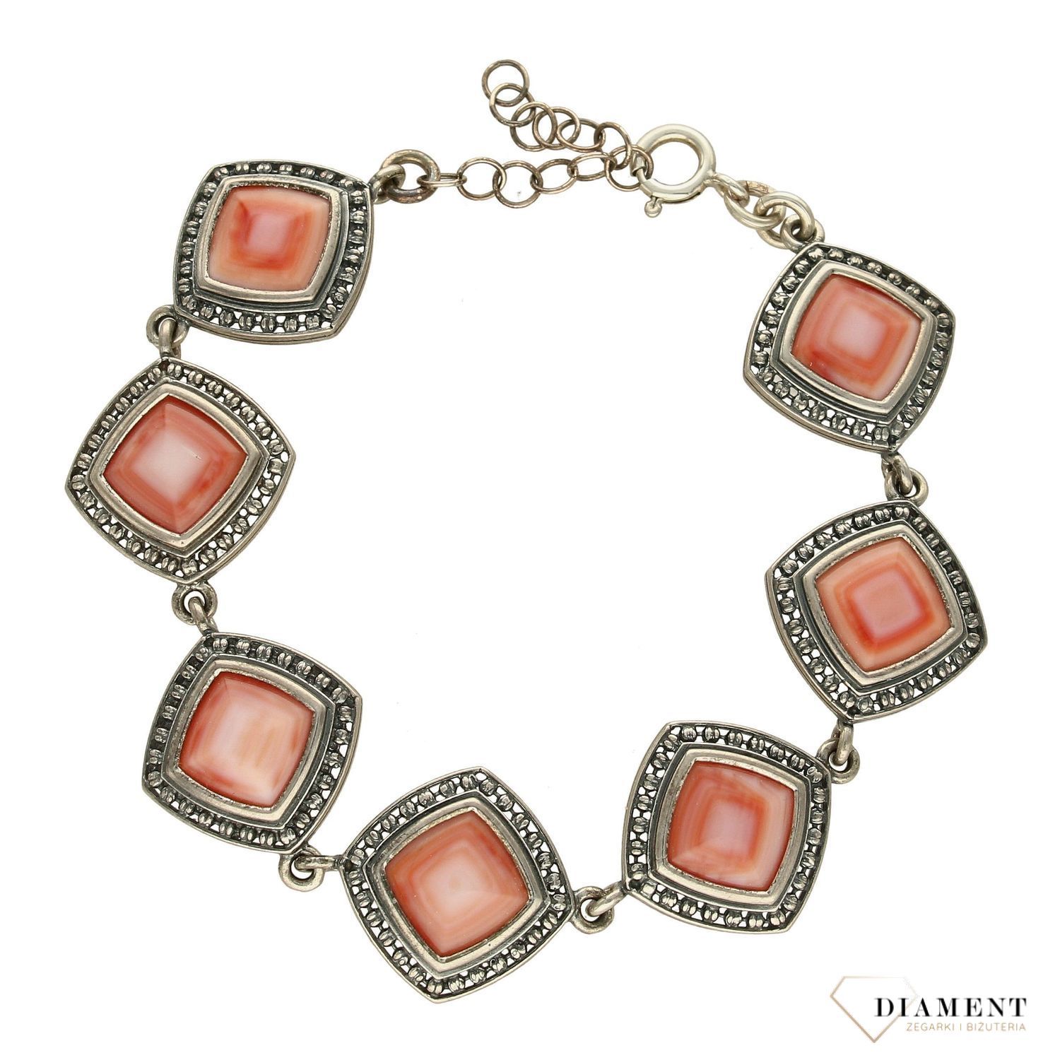 Bransoletka srebrna oksydowana z czerwonym agatem DIA-BRA-2974-925 (1).jpg