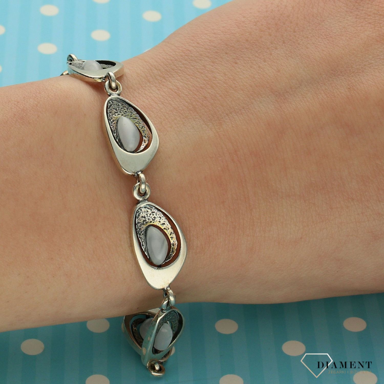 Srebrna bransoletka damska 925 oczka z cyrkonią DIA-BRA-2976-925 (1).jpg