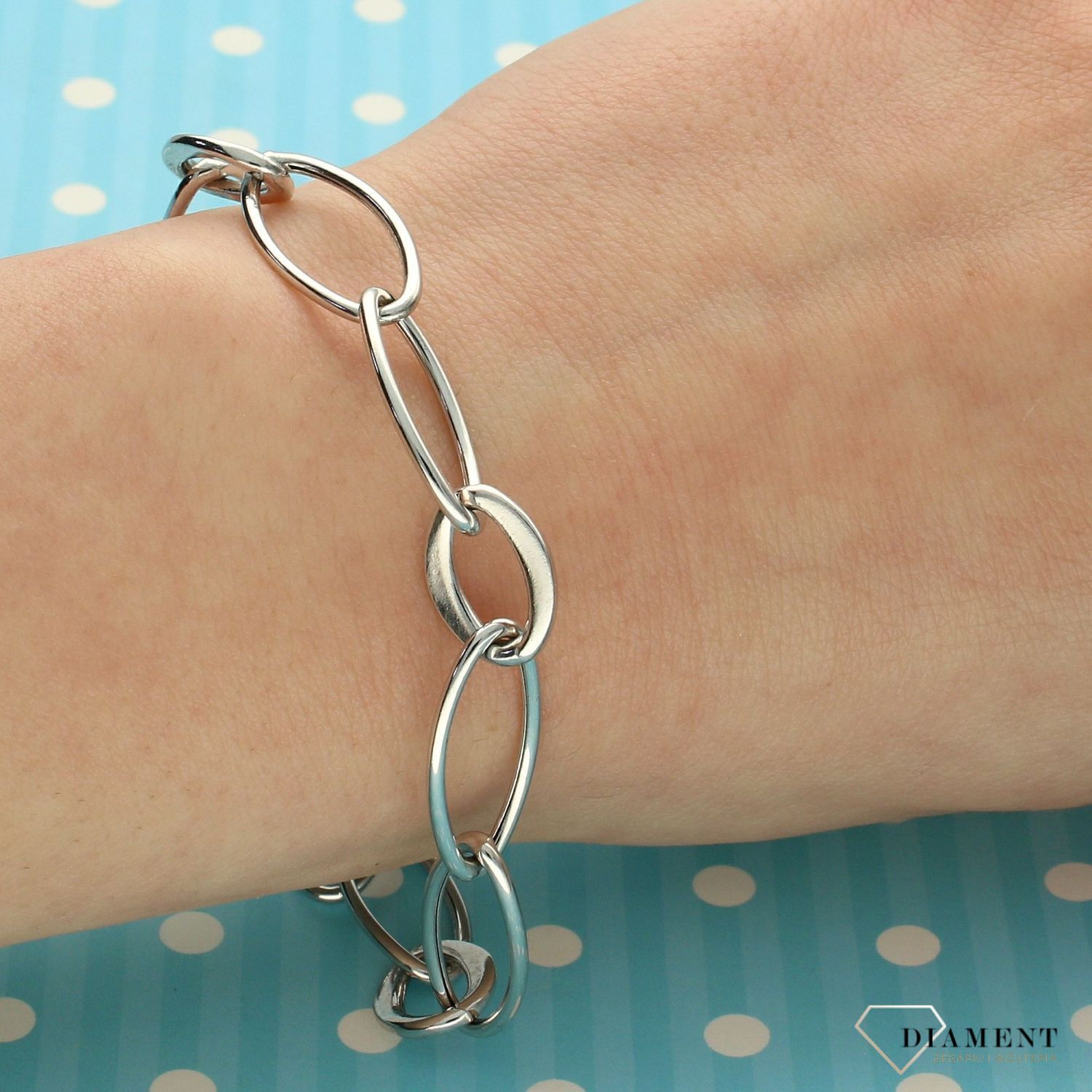 Srebrna bransoletka 925 gładkie ogniwka DIA-BRA-2978-925 (4).jpg