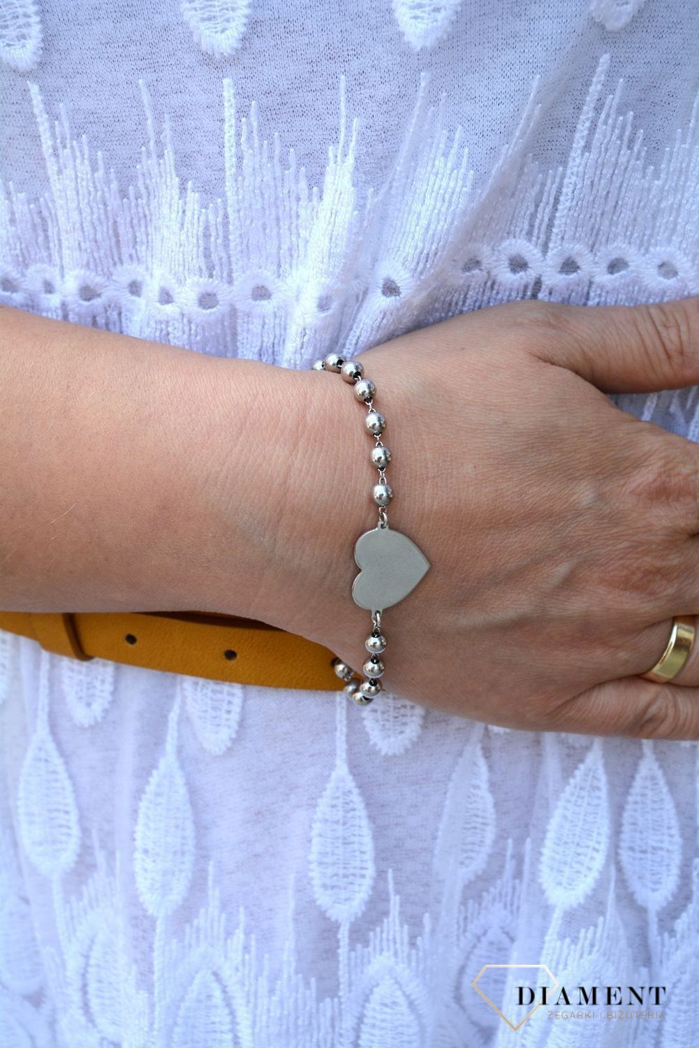 Srebrna bransoletka 925 kuleczki z gładkim sercem DIA-BRA-2979-925 (1).jpg